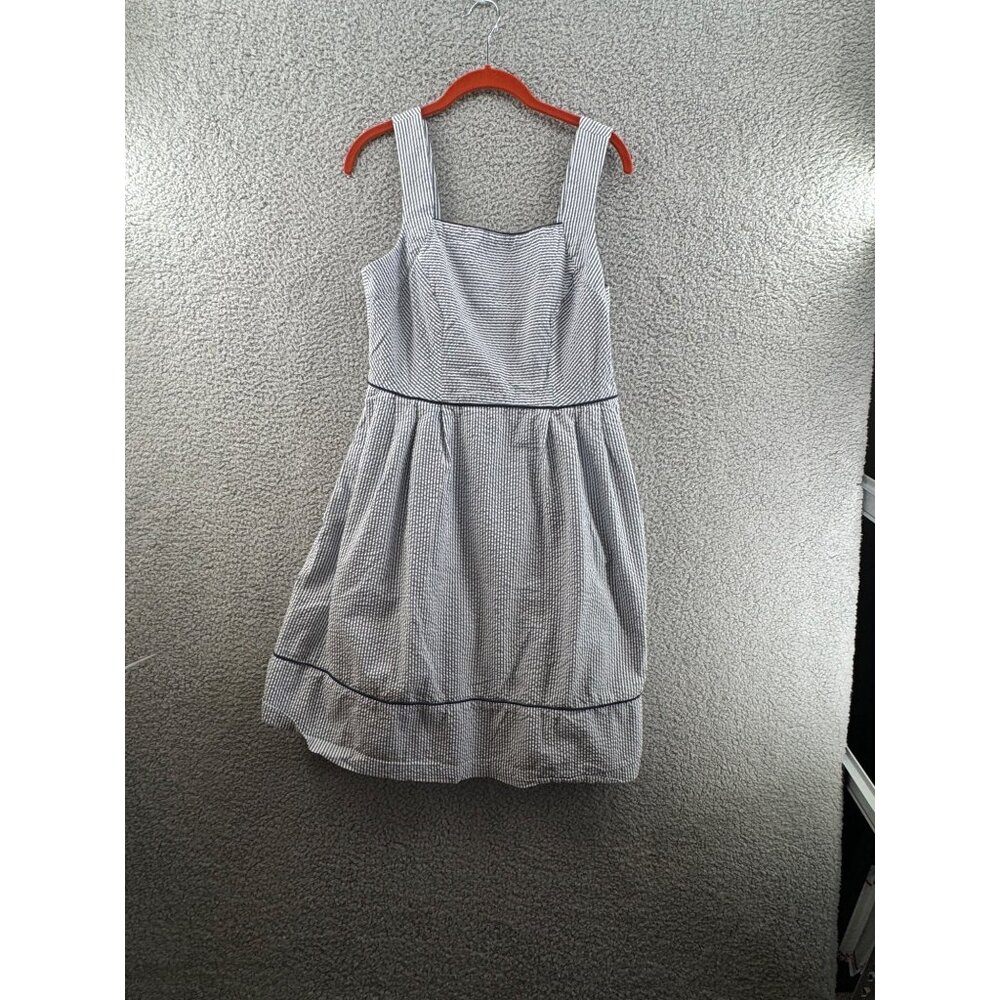 Lands End Seersucker Striped Sleeveless Cotton Dress Size 10  Fully Lined